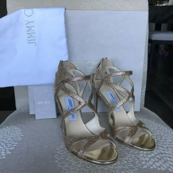 Jimmy Choo Leslie 100 Shoes - Sand/Champagne - Size 37.5 - Picture 8 of 8